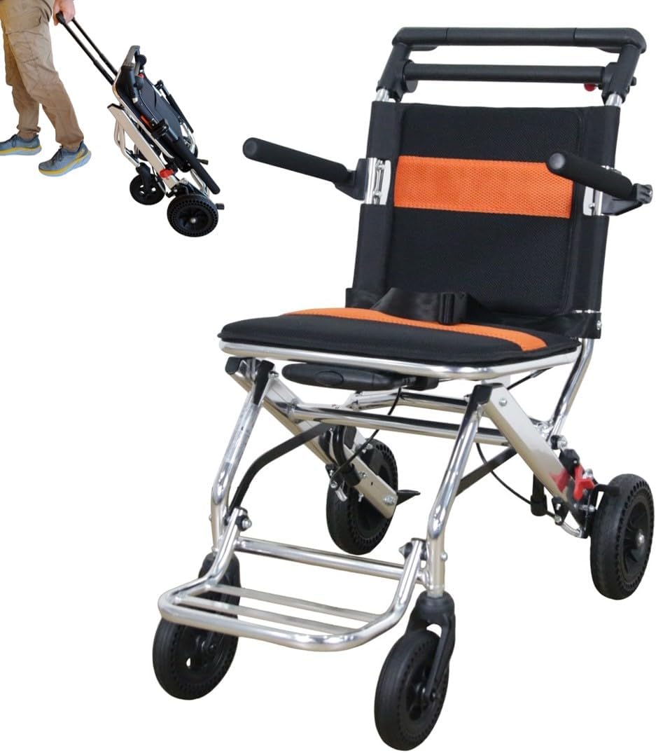 Silla de Ruedas Manual Plegable de Aluminio Ultraligera para Viajar