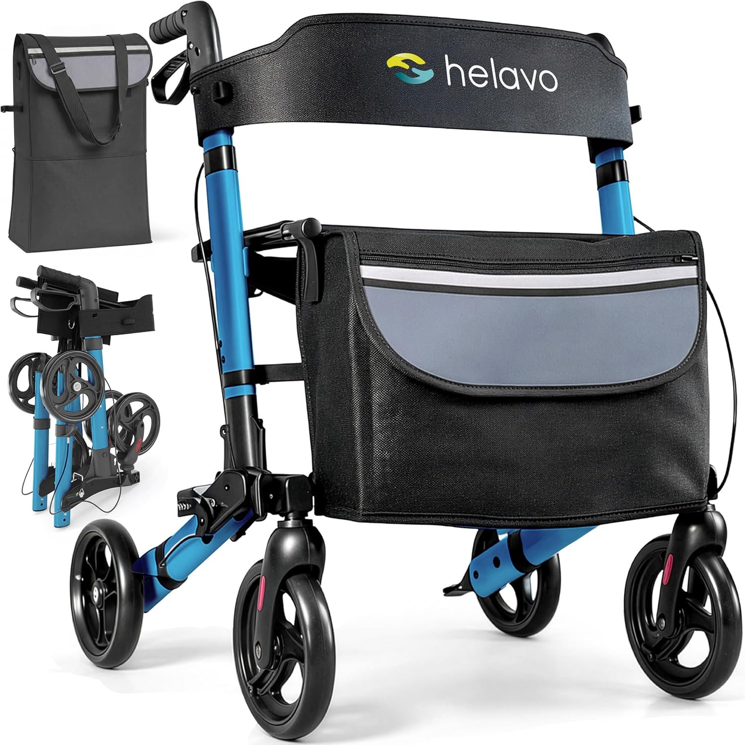 Andador Rollator con Asiento y Plegable para Adolescentes Azul