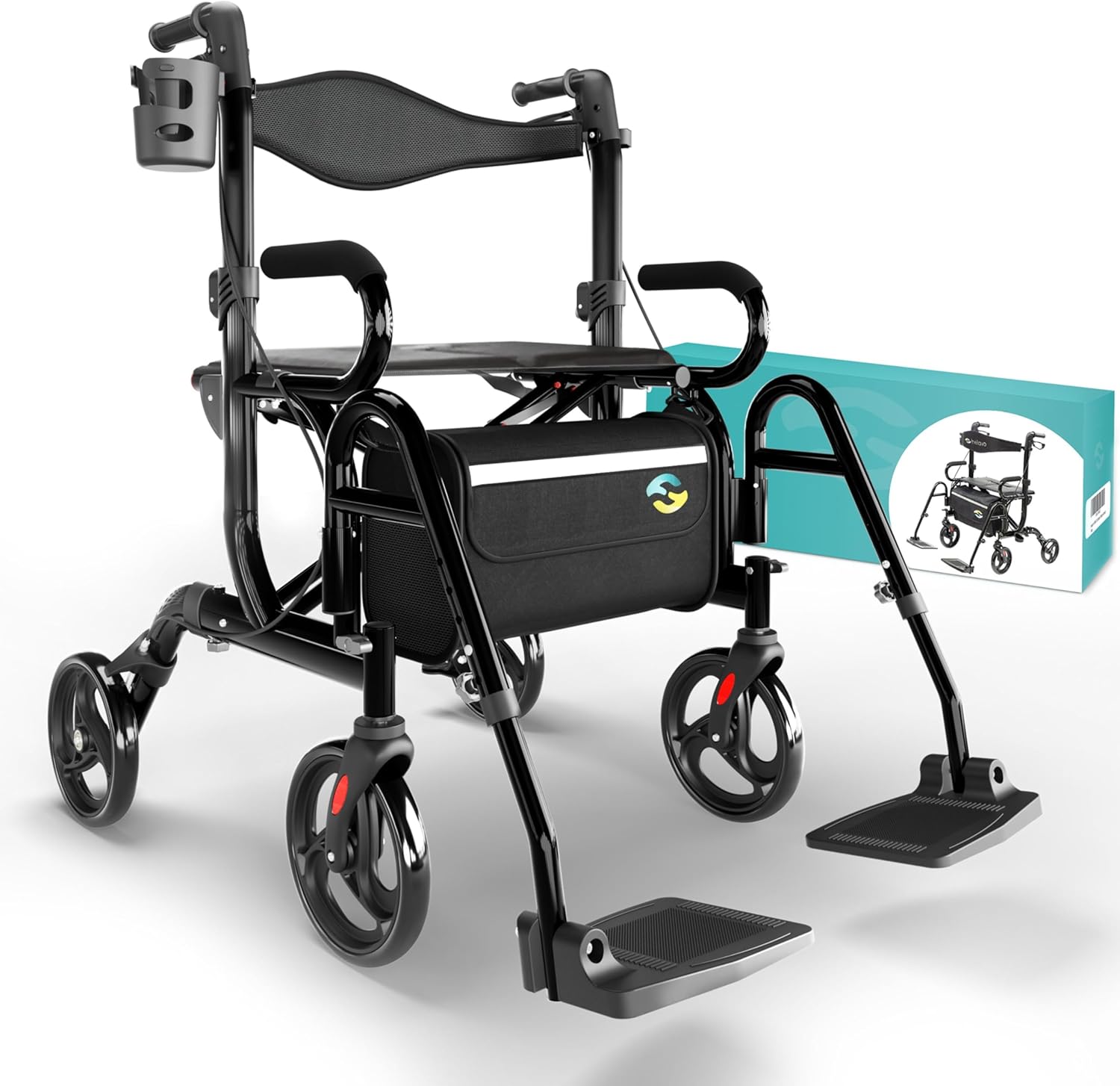 Rollator 2 en 1 Andador y Silla de Ruedas Plegable para Adolescentes