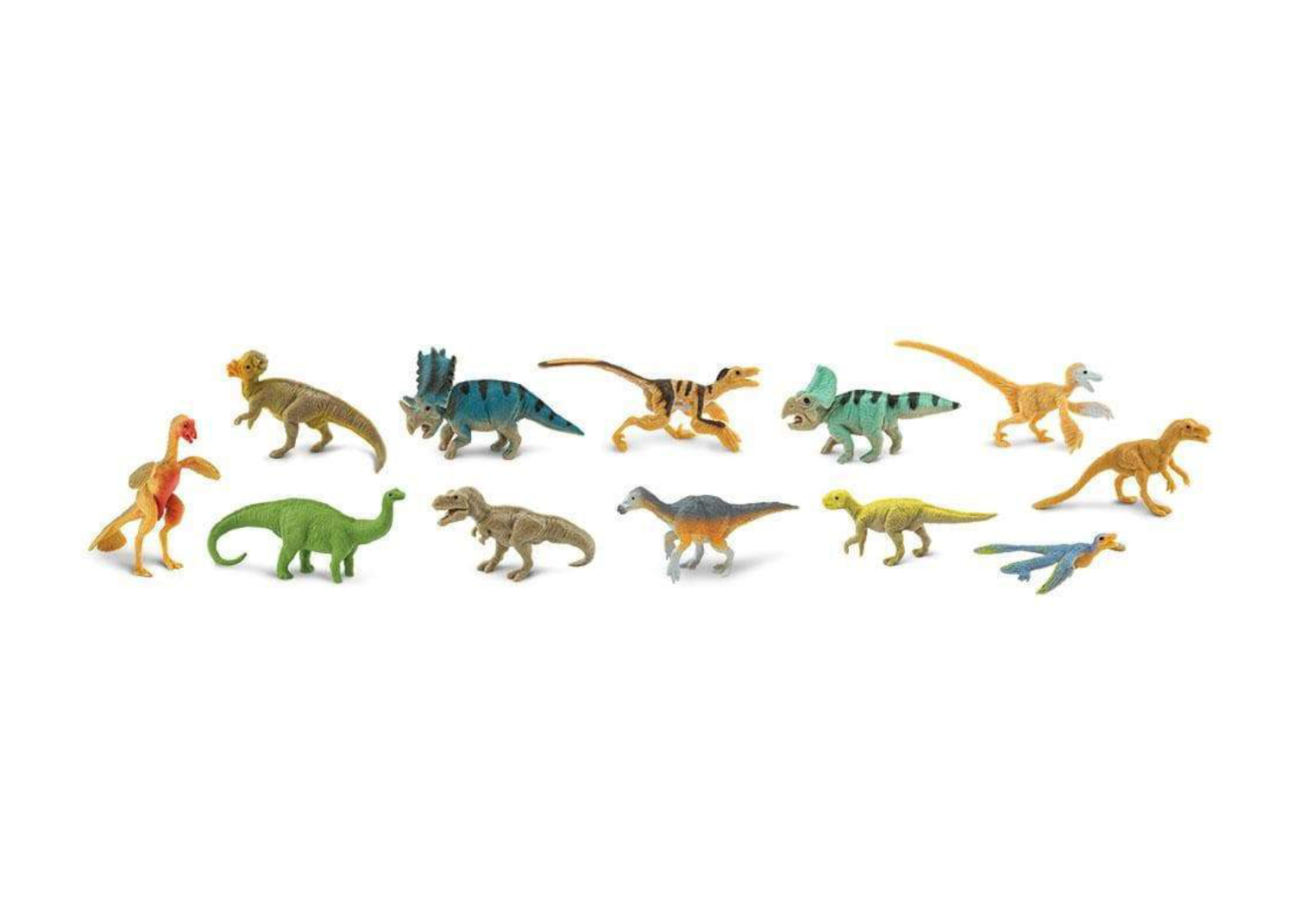 Set de 12 figuras dinosaurios con plumas