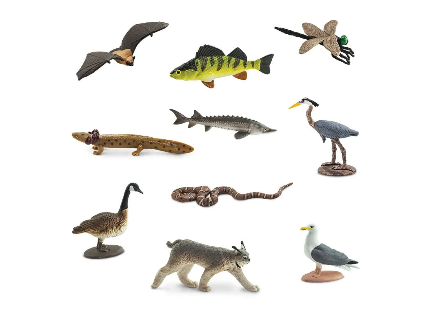 Set de 10 Figuras en Miniatura de Animales de los Grandes Lagos