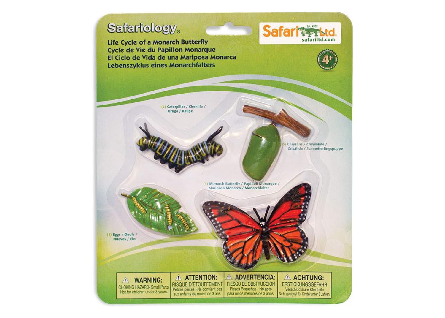 Set de 4 Figuras en Miniatura Ciclo de la Vida Mariposa Monarca