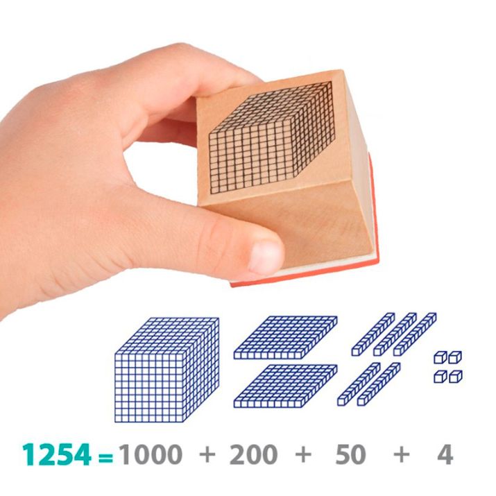Sellos de madera de descomposición numérica con base 10 Akros