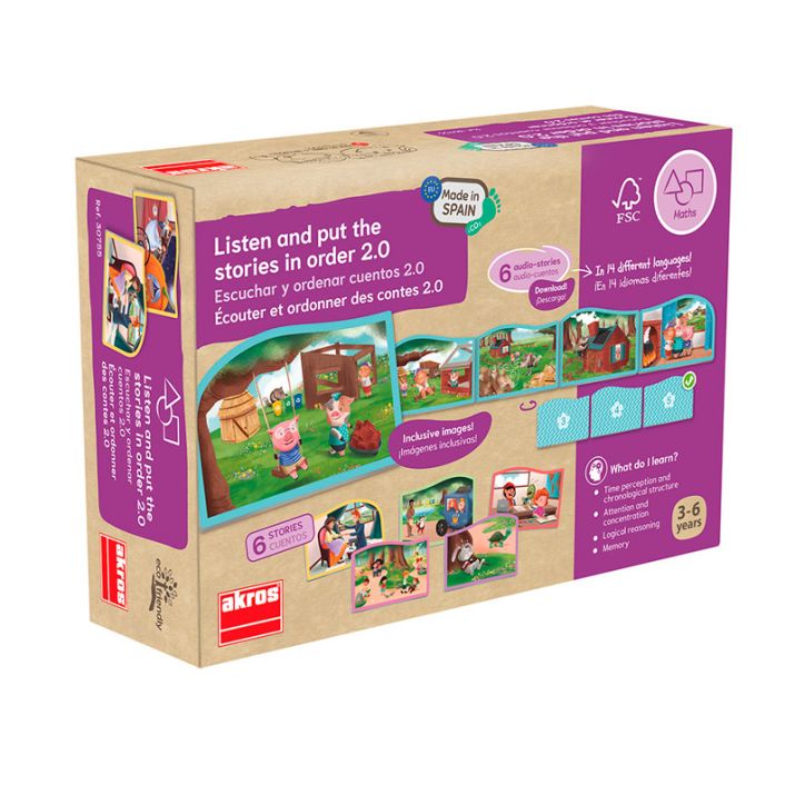 Juego para escuchar y ordenar cuentos en varios idiomas Akros