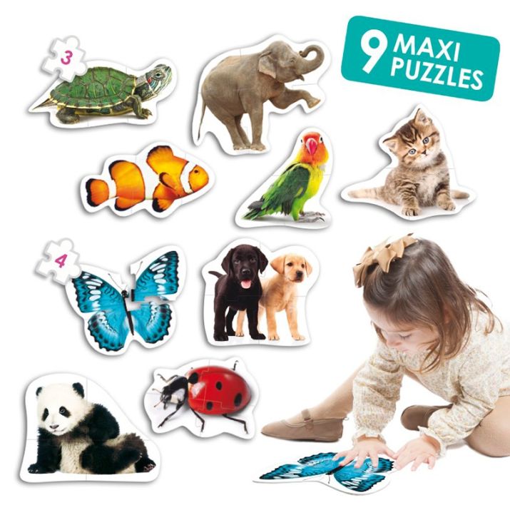 Set de 9 maxi puzles siluetas: Animales Akros