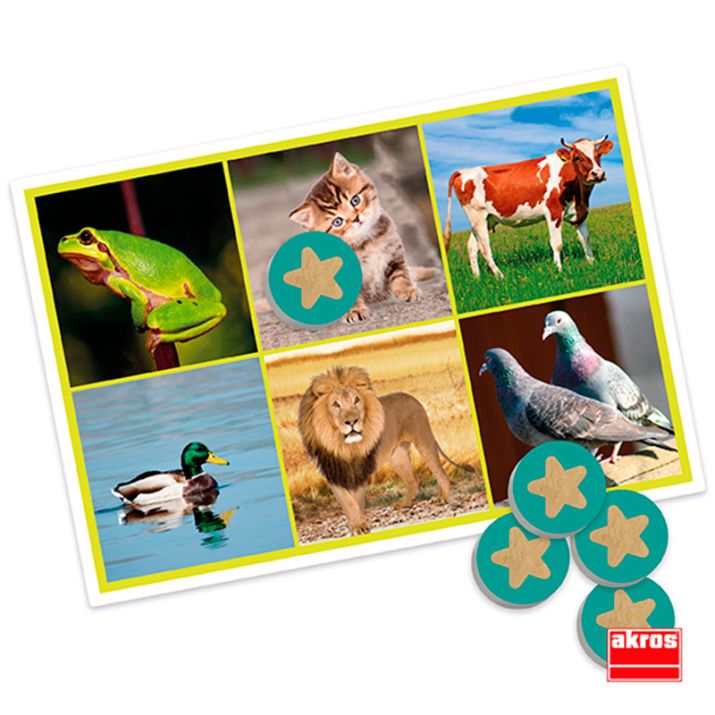 Bingo de sonidos de animales y naturaleza – Akros: juego auditivo con fotografías reales