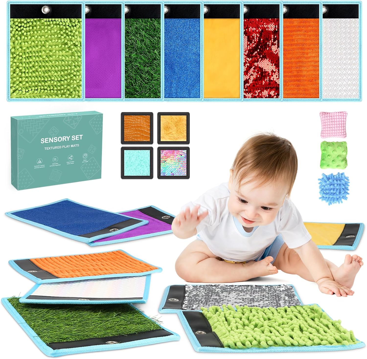 Esterillas sensoriales Joyreal: 15 piezas con diferentes texturas para exploración táctil, suelo y pared