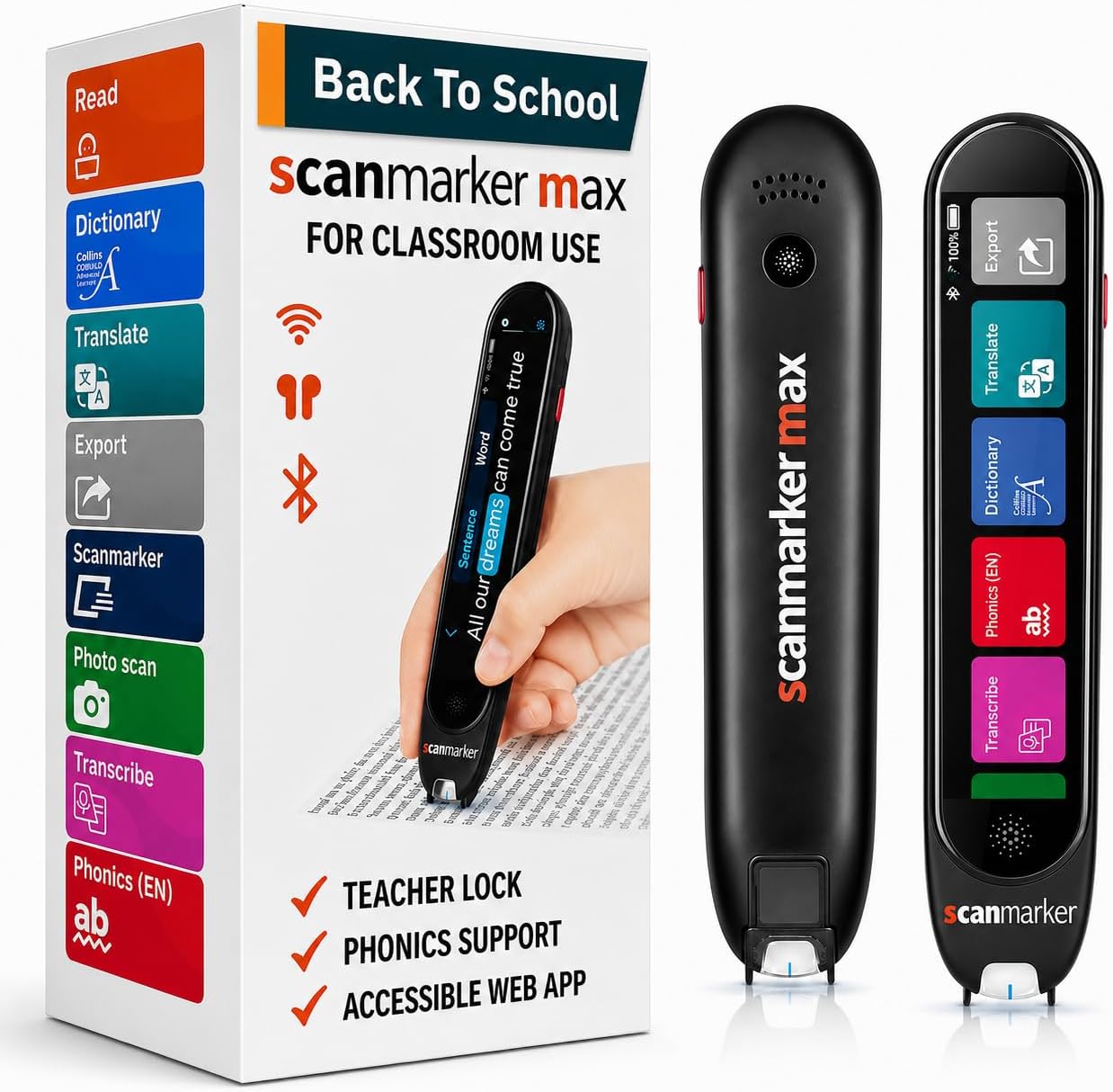 Scanmarker Max: lápiz lector con texto a voz, fonética y modo examen