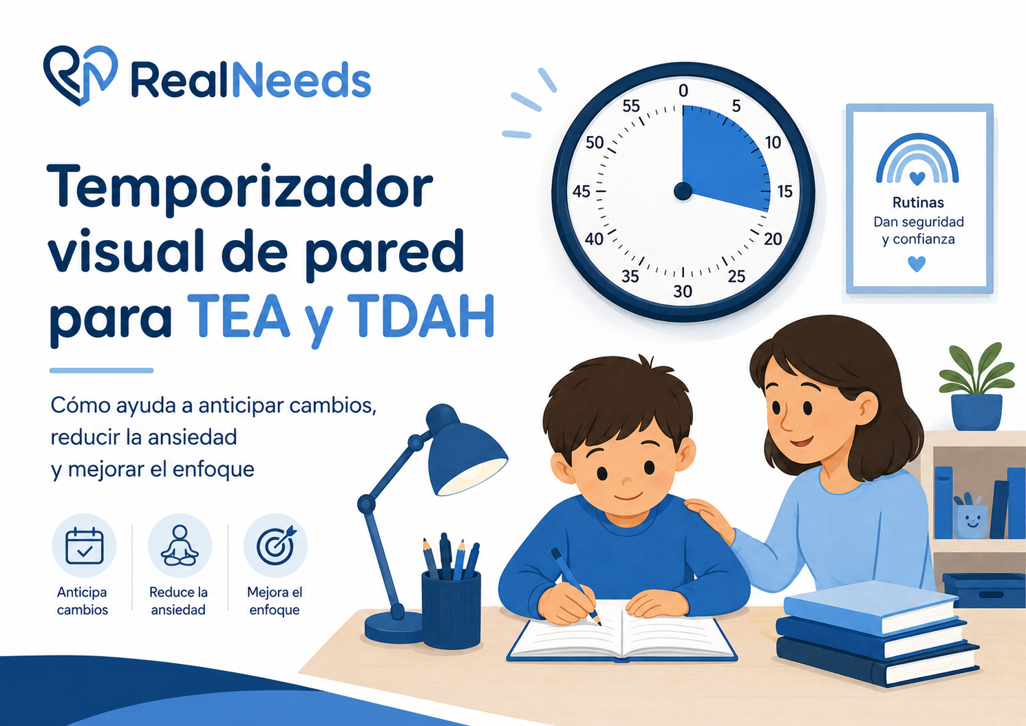 Temporizador visual de pared para niños con TEA y TDAH: cómo elegirlo y utilizarlo bien
