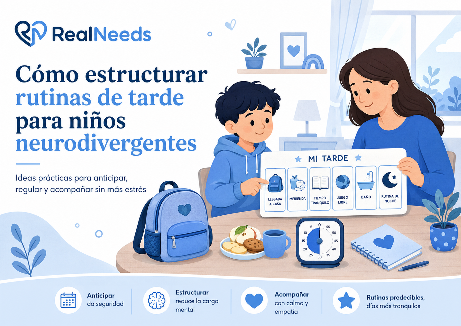 Cómo estructurar rutinas de tarde para niños neurodivergentes sin convertirlas en otra fuente de estrés
